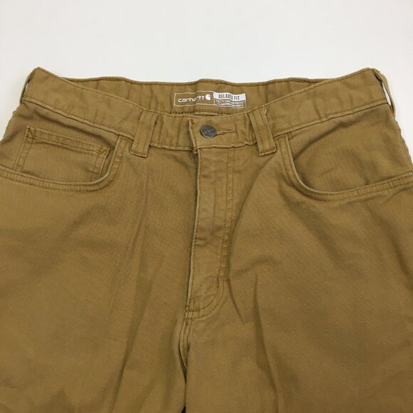 CARHARTT Beige Brown Relaxed Fit Rugged Flex Canvas 5 Pocket Work Pant Jeans - Picture 5 of 15